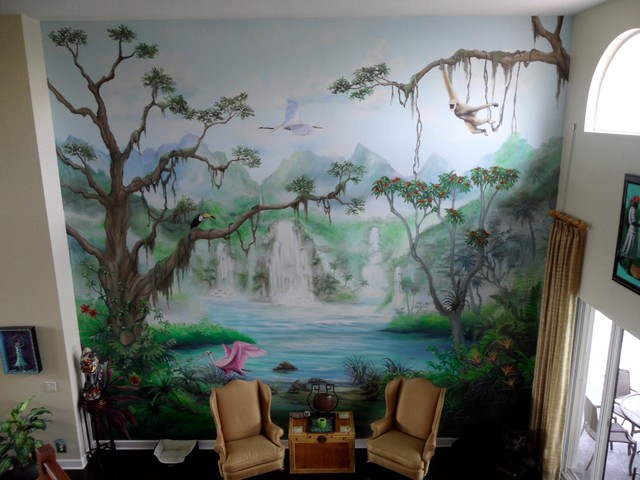 Great-Tropical-Living-Room-Landscape-Murals-Design-Inspired