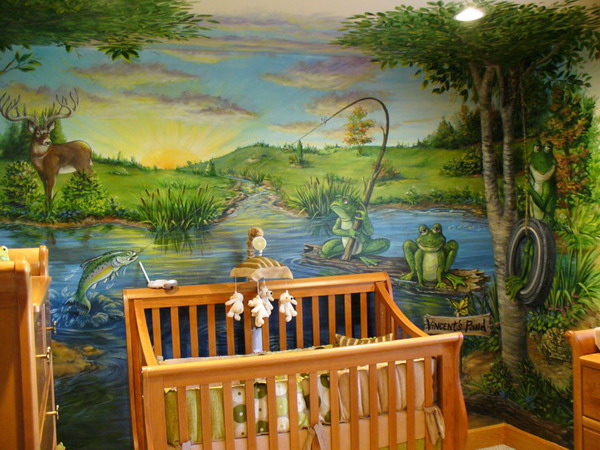 Cute-and-Funny-Frog-Wall-Murals-in-Nursery-Kids-Room